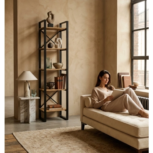 REGAŁ NA KSIĄŻKI DREWNO LITE DĄB JESION OLCHA RNK-4